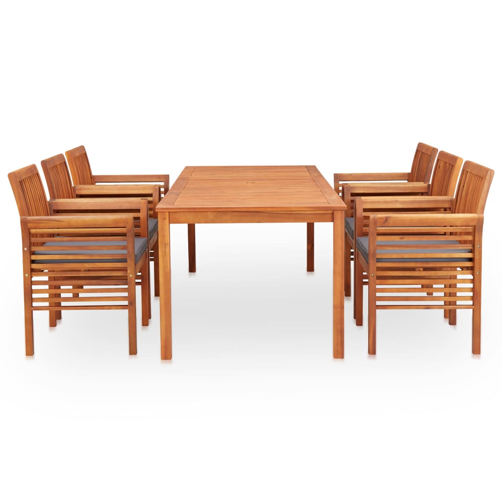 7 Piece Garden Dining Set with Cushions Solid Acacia Wood