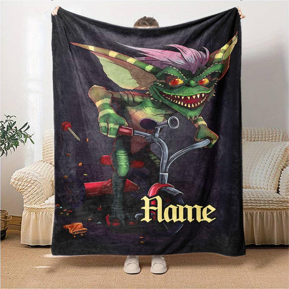 Custom Name Mysterious Creature Portrait Blanket for Couch & Bed, Plush Cozy Fuzzy Blanket Super Soft & Warm Blankets for Fall and Winter. 0908141