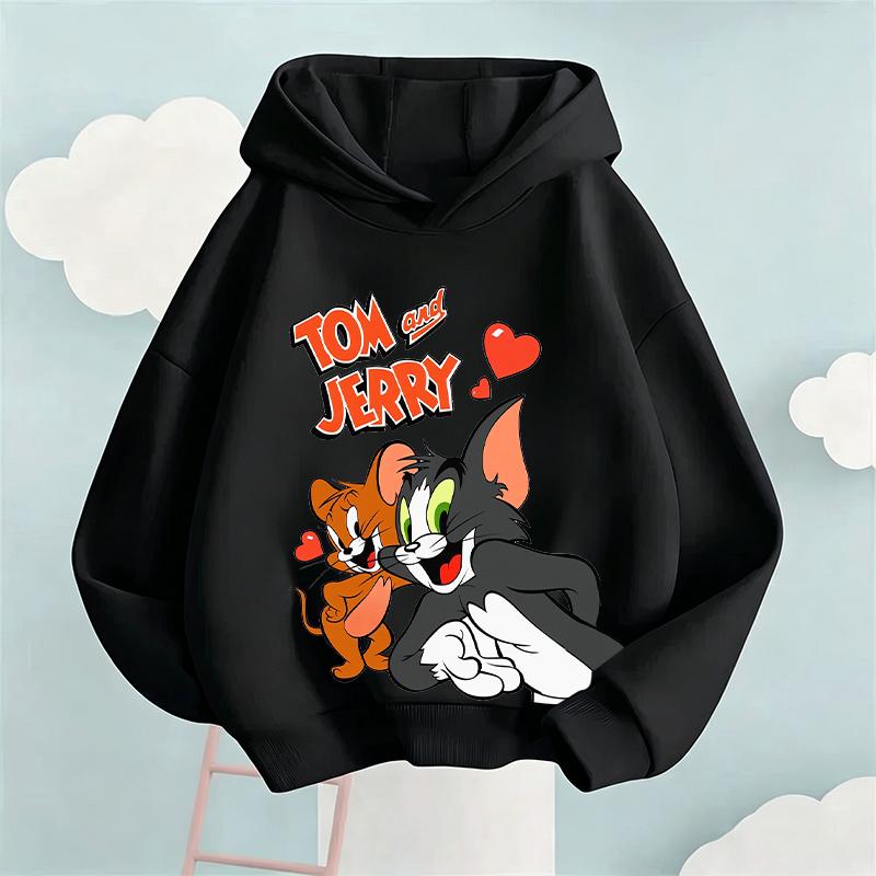 2026 New Autumn Boys Girls Hoodies Cartoon Print Children's Tom Jerry  Autumn Winter Long Sleeve Sweatshirt Cute Girls Hoodies