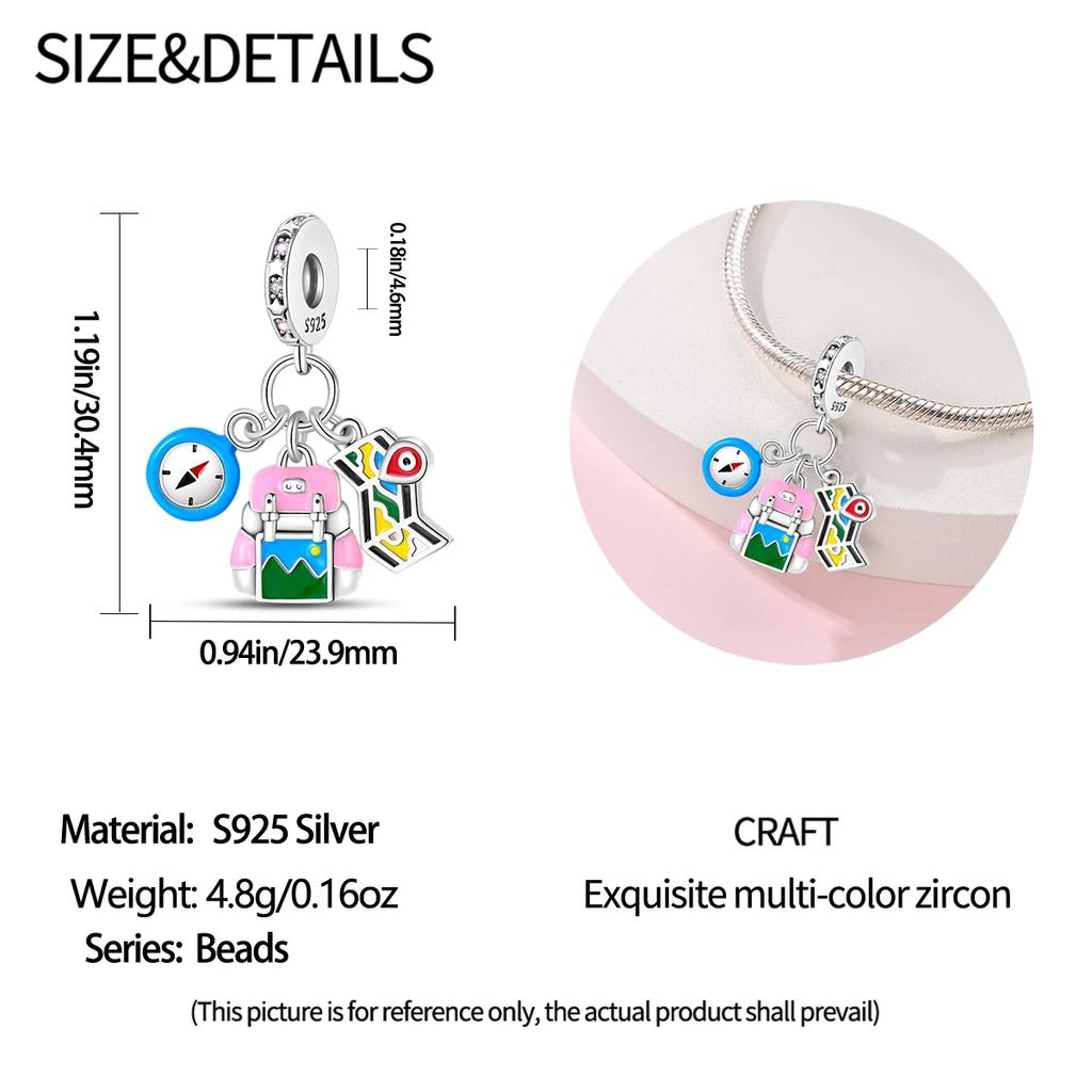 Copper Back To School Season Backpack Laptop Earbuds Pendant Fit Original Charms Bracelets Women Diy Jewelry Gift