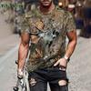 Deer and Forest Graphic T Shirts 3D Print Men's Clothing Summer Round Neck Mens Clothing Pullover Fashion T-shirts for Men Tops