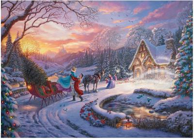 Ceaco Thomas Kinkade Disney Holiday Cinderella Bring Home the Tree 1000-teiliges Puzzle - - - - -