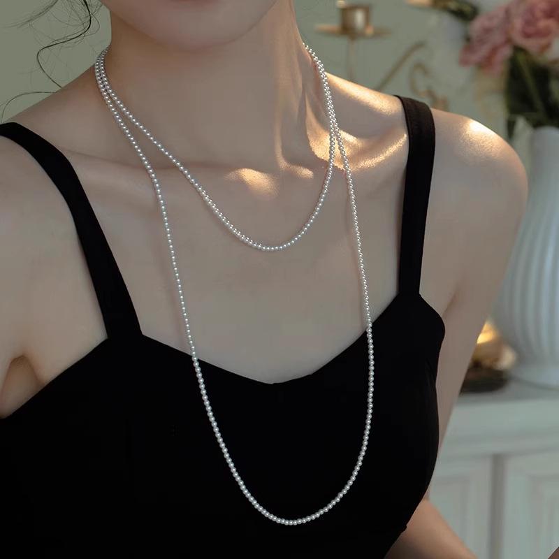 Zhuji Multi-layered Freshwater Pearl Necklace with Personalized Clavicle Chain Design 3-4mm Nearly Round, Minimal Blemish