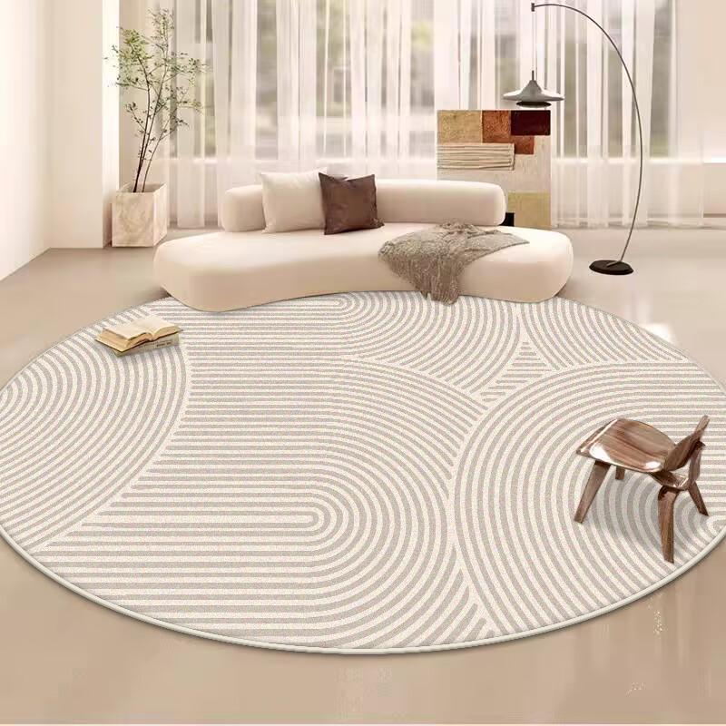 Simple Style Large Living Room Round Rugs Striped Decoration Home Sofa Area Fluffy Plush Carpet Bedroom Non-slip Chair Mat Floor