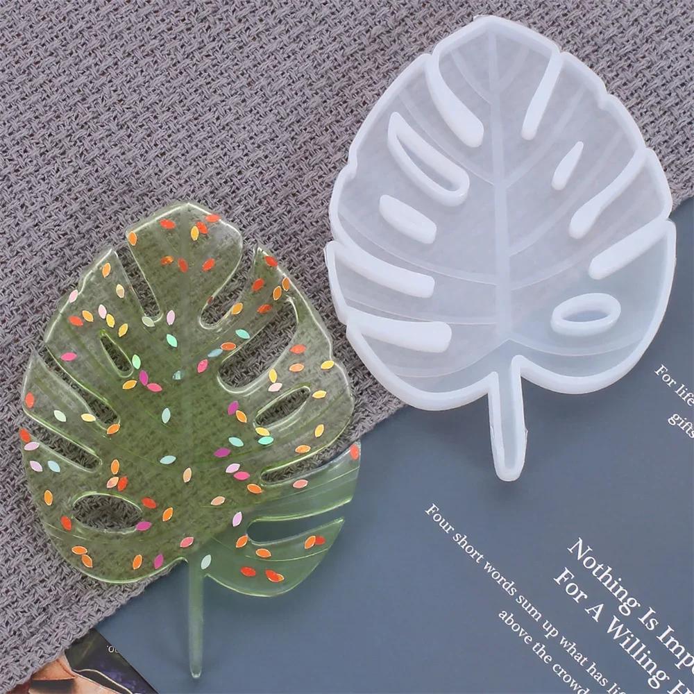 Silicone Molds Monstera Leaf for DIY Cement Plaster Coaster Tray Making Supplies Home Decor Display Plate Resin Cup Mat Mould