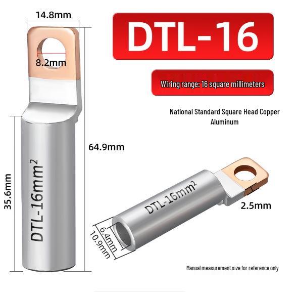 Square Head Copper-Aluminum Terminal Lugs DT L-2 (16-500 sq mm)