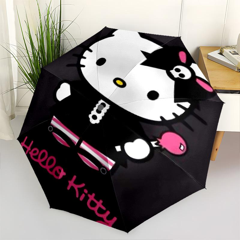 1pc Gothic Hello Kitty Automatic Open/Close Umbrella with 8-Rib Windproof Canopy10137