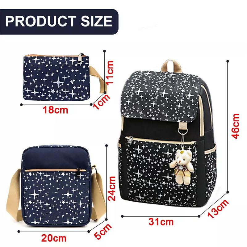 4Pcs/Set Kids School Bag Large Backpack Girls Boys Travel Rucksack Pencil Case++