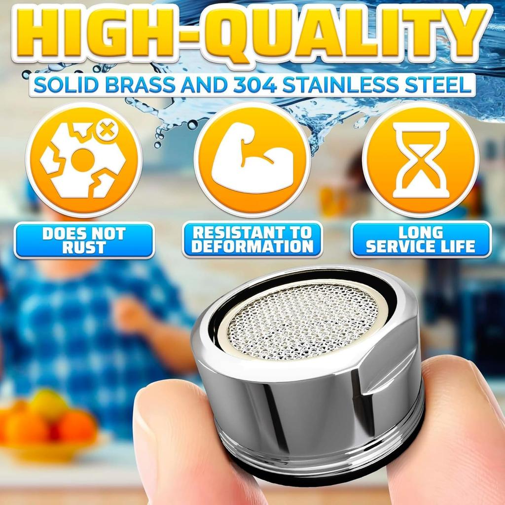 4Pcs Bathroom Faucet Aerator Replacement - 15"/16" 24mm Kitchen Bathroom Sink Attachment High Flow Aerator for Sink Faucet Aerators M24 Male Thread
