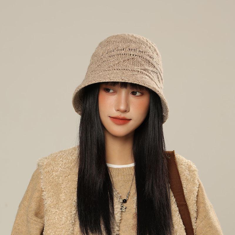 Women's Bucket Hat Knitted Fisherman Cap Autumn Winter Hats For Women Solid Color Casual Foldable Bob New
