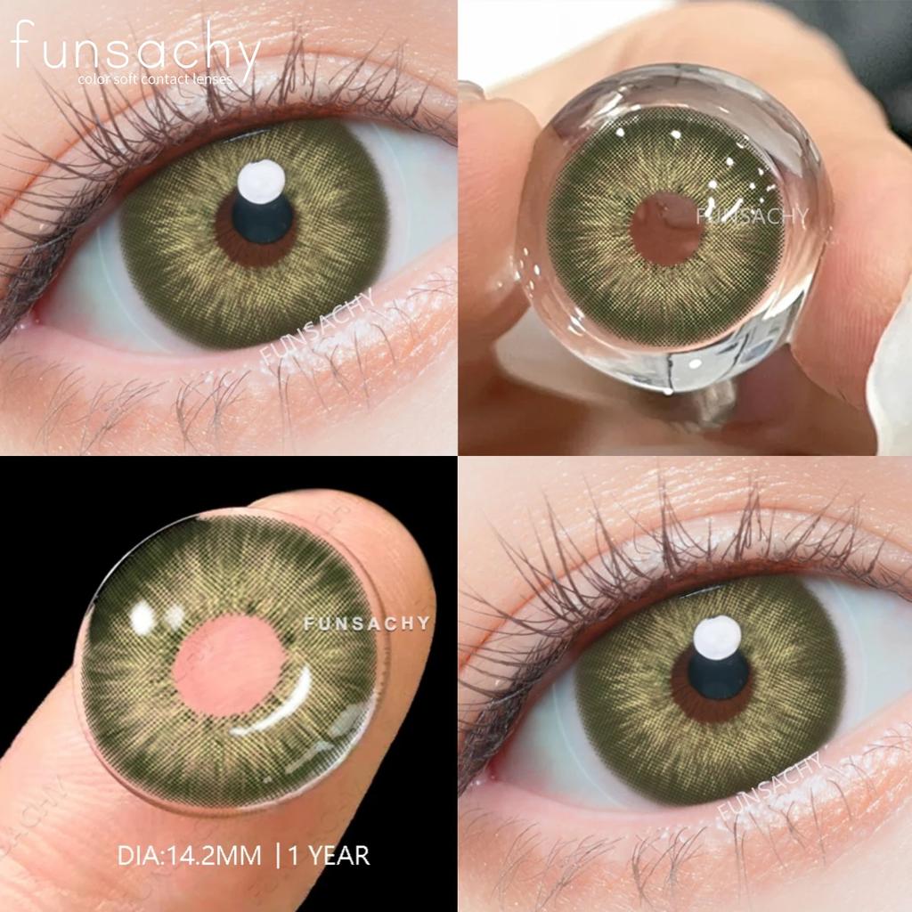 FUNSACHY 2 st Nya Färgglada Kontaktlinser för Ögon Koreansk Stil Mode Linser Y2k Blå Ögonlinser Colorcon Årlig Grå Ögonlins