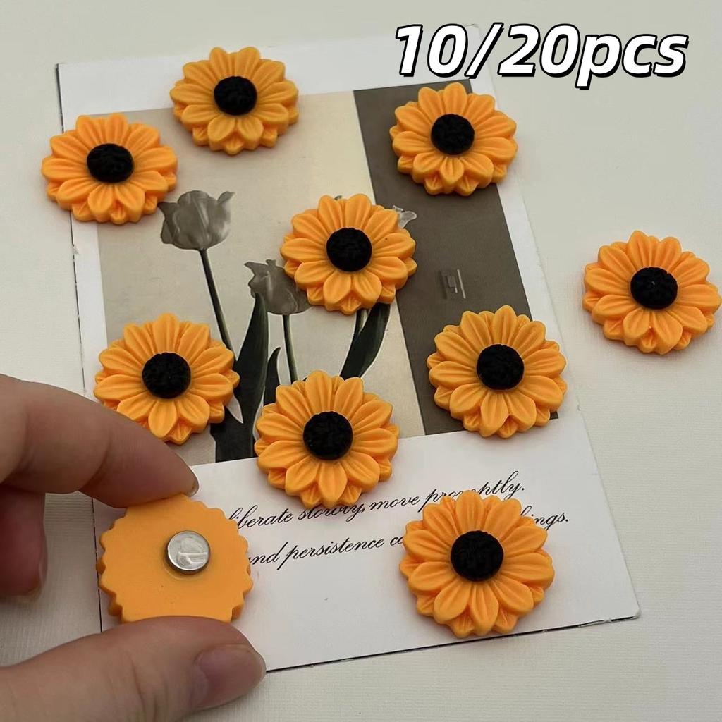 10/20pcs Sunflower Resin Magnets Kitchen Fridge Office Message Board Suitable Holiday Gifts Accessories Home Whiteboard Decorate
