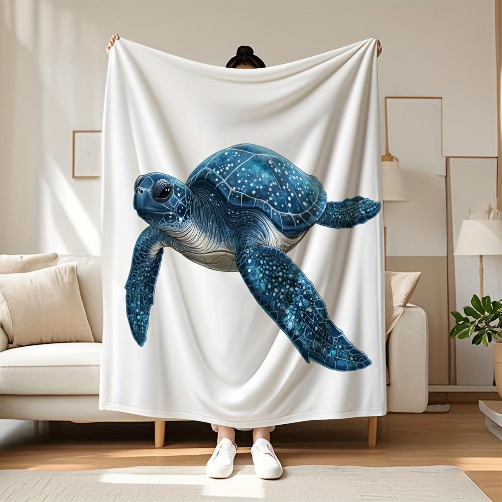 

Blue Sea Turtle Ocean Art Throw Blanket Nature Design for Living Room Decor Gift for Her CoastalStyle40x50 70x100cm28x39in
