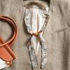 Vintage Paisley Cashew Flower Lazy Beaded Silk Scarf Necklace Women's Niche Ribbon Neck Versatile Ribbon Scarf