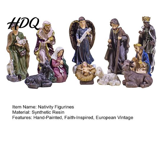 Holy Family Statue Set 11 Pcs Christmas Nativity Scene Set, Resin Mini Figurines Tabletop Decor, Home Decor Angel Shepherd Animals Statues, Religious
