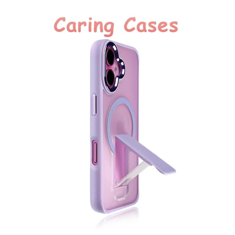 

For iPhone 17 Pro Max Case Purple Magnetic Kickstand Matte Shockproof Compatible with iPhone 16 15 14 13 12 11 iPhone17 Pro Max фіолетовий