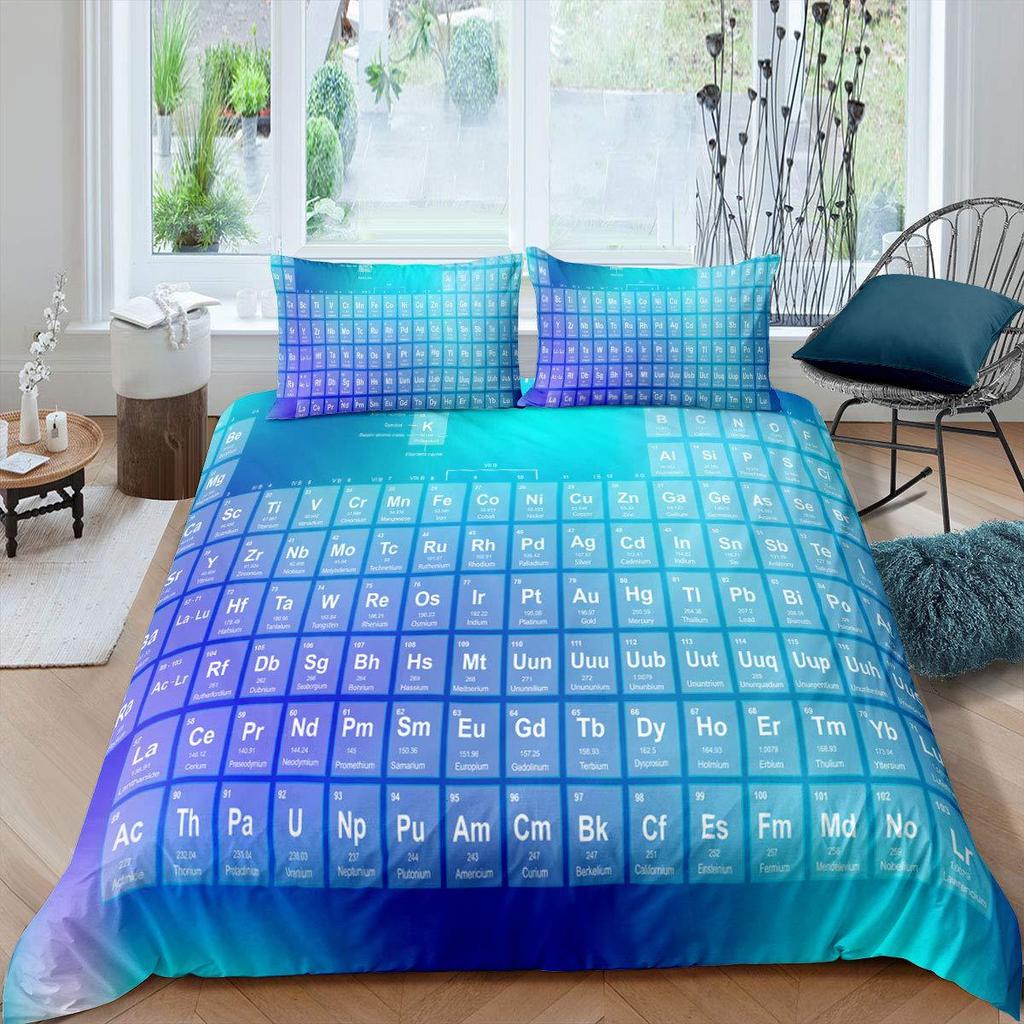 Tavola periodica degli elementi chimici Copripiumino Scienza chimica Set copripiumino a tre pezzi Decorazione camera da letto