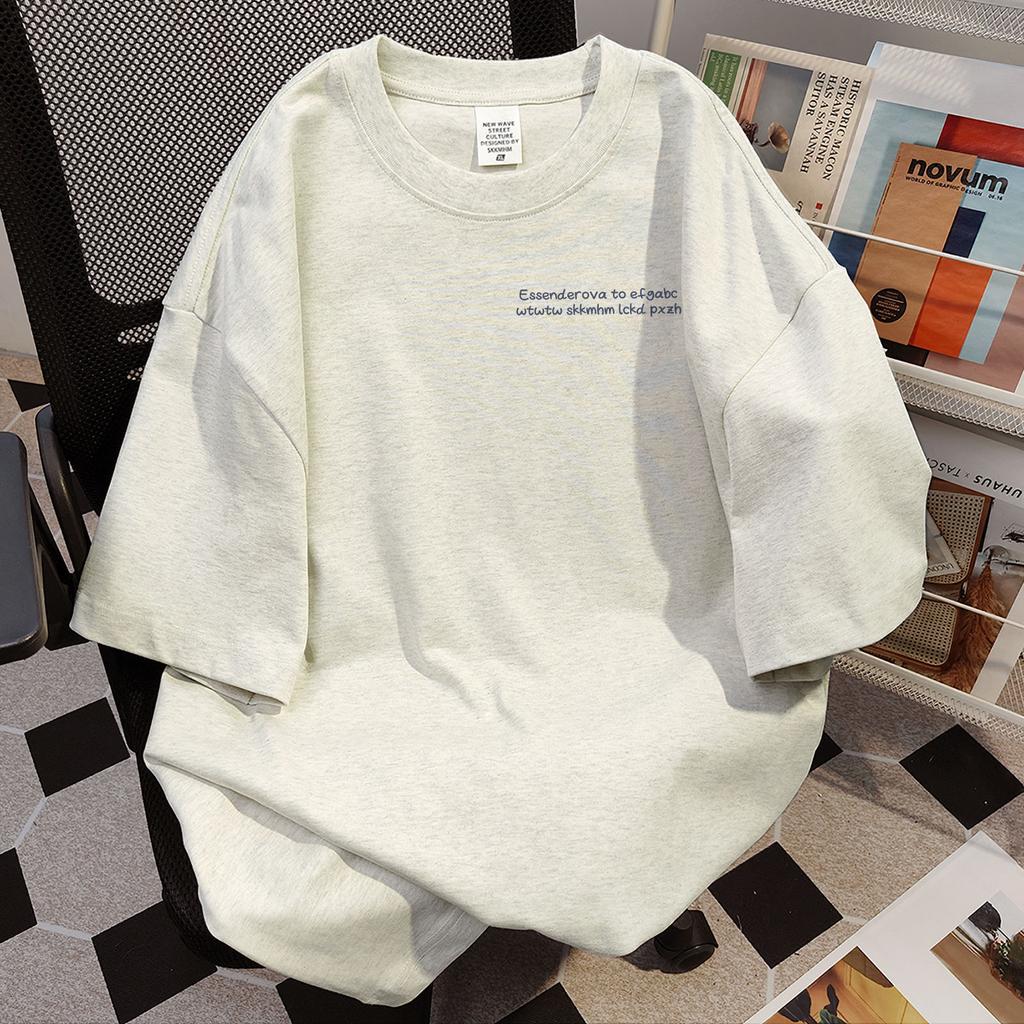 Ladies Summer Short Sleeve Round Collar Casual Letter Printed Teenager Pullover Oversize Cotton T Shirt Top