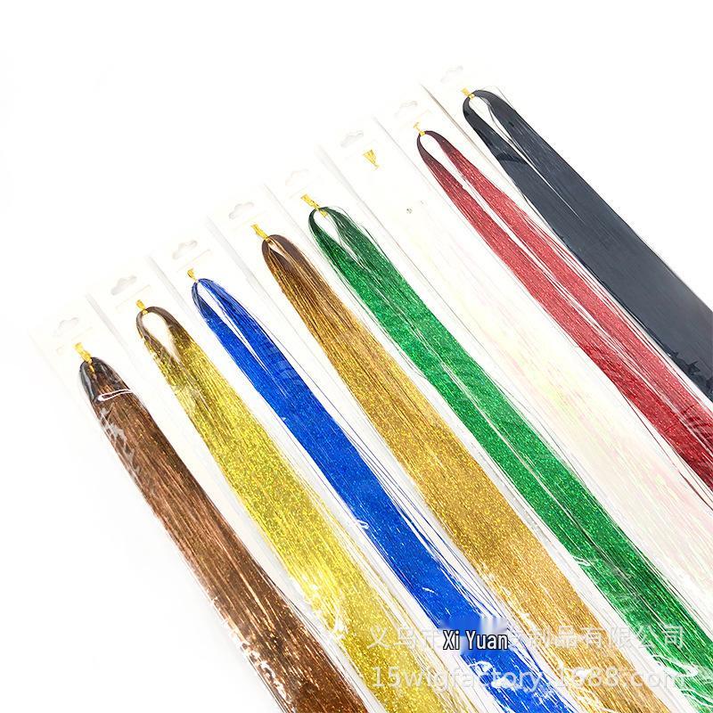 Seven-Color Glitter Hair Extensions with Gold & Silver Thread - 22 Tinsel Options