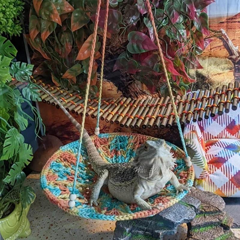 Bearded-Dragon Hammocks Reptiles Round Lounger Swing Bed Decorations Accessories