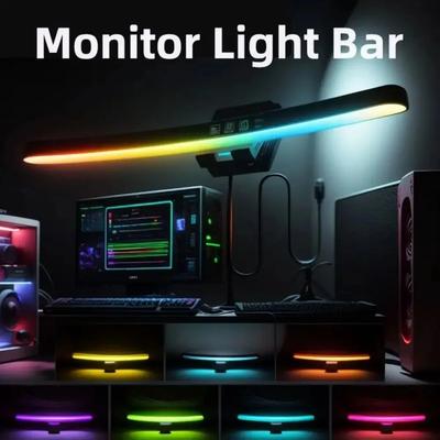 Изогнутая световая панель для монитора, RGB-подсветка, лампа для экрана компьютера с двойным источником света и сенсорным управлением, настольная лампа для дома, офиса, игр