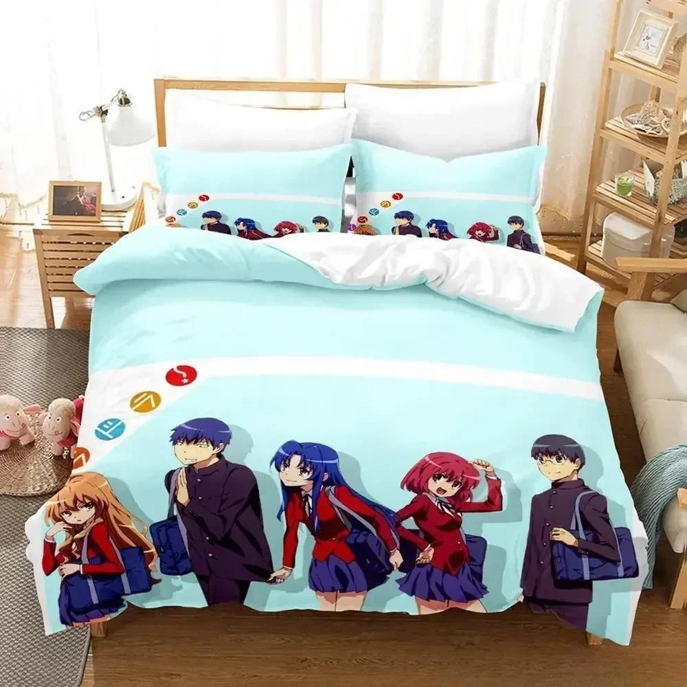 

New Toradora Bedding Set Cartoon Anime three-piece set Adult Kid Bedroom Duvet cover Sets 3D Kawaii Girls roupa de cama casal 70x133cm 2pcs