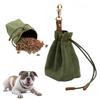 In Stock Canvas Dog Food Bag with Keychain & Drawstring, Waist Hanging Pet Treat Bag for Outdoor Use