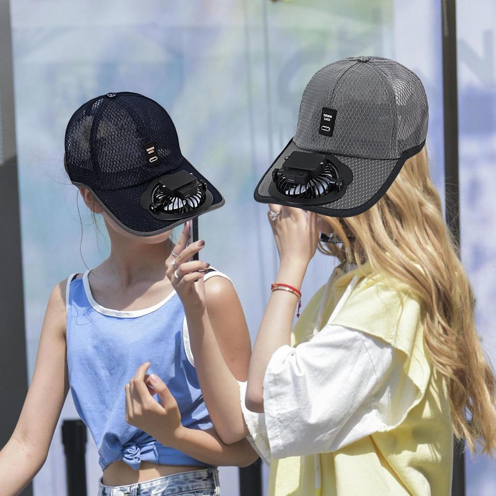 Sunshade Adjustable Baseball Hat with Fan Breathable Sports Hat for Kids Breathable Adjustable Baseball Hat