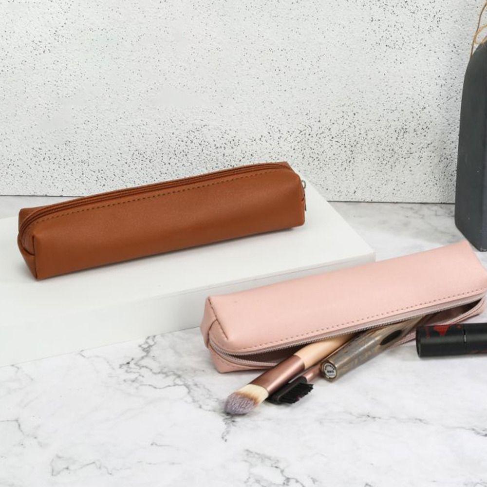 Large Capacity Pen Bag PU Leather Stationery Box Fashion Pencil Case