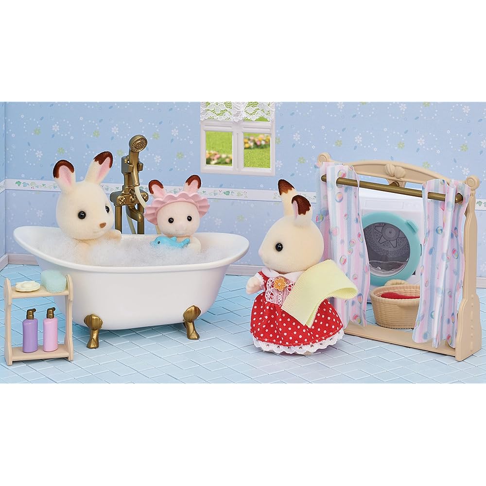 Sylvanian Families EPOCH Bath and Shower Set Toy for Dollhouse Ages 3 and Up ST Mark Certified