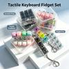 New Light Up Keyboard Keychain Crystal Clicker Fidget Toy Stress Relief Sensory Toy Portable Car Desk Decor Gift For Adults Kids