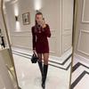 2025 Autumn Women's Slimming Knit Sweater with Hip-Hugging Short Skirt