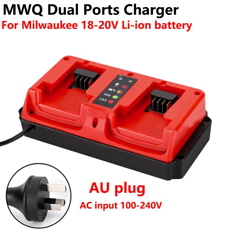 Portable Dual Ports Charger For Milwaukee 18V-20V Lithium Battery Rechargeable 48-11-1815 48-11-1820 48-11-1830 Fast Charger