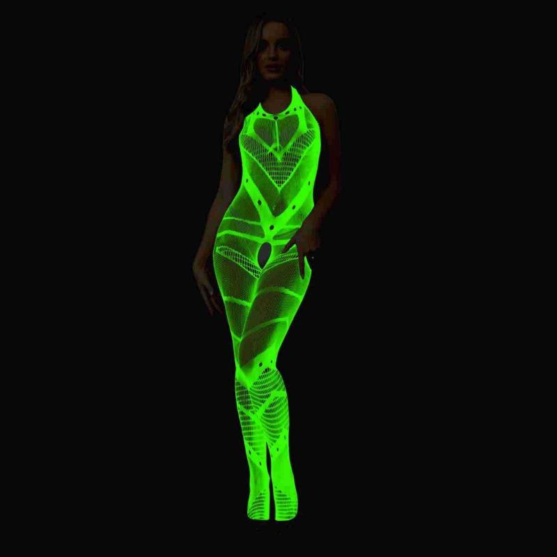 Sex underwear luminous mesh fluorescent nightdress suspender slim sexy luminous suspender underwear hollow
