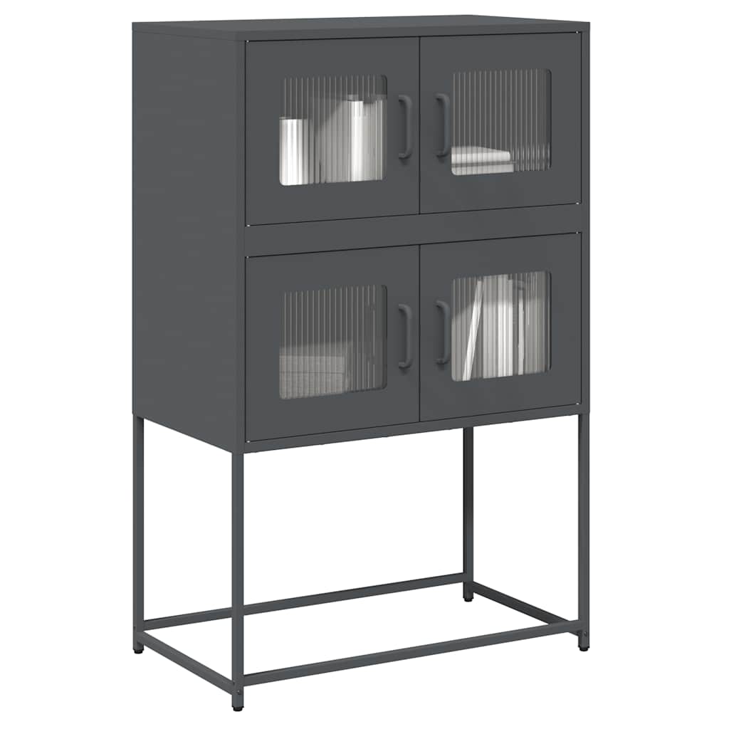 Komoda Wysoka Antracyt 68X39X107 Cm Stal