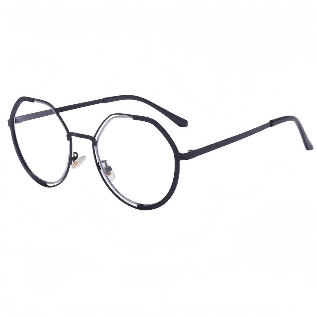 European and American new men's and women's ultra-light Internet celebrity round face polygonal glasses frame contrasting color anti-blue ligh