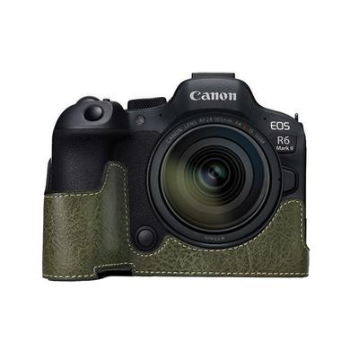 Funda Semirrígida de Cuero PU con Textura para Canon EOS Mark Protectora Verde R5/R6/R6 II, Cubierta,
