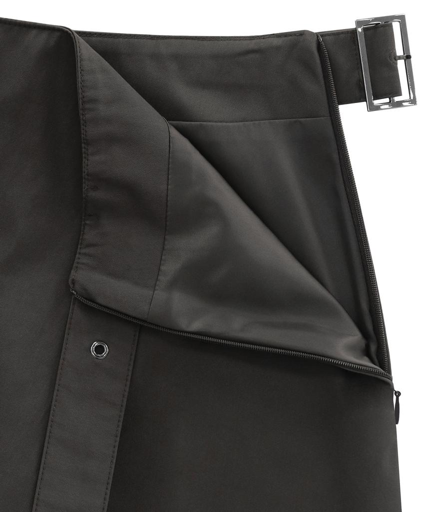 Teulimingbeodeu Cargo Layered Mini Skirt [ Charcoal ]