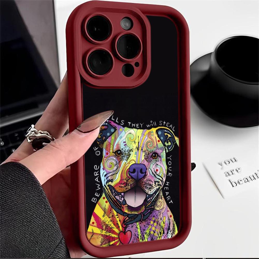 Ae76 Dog Color Doodle Design Art Protective Phone Cases for iPhone 13 14 15 Pro Max Infinix Hot 40i Tecno Camon 30 20 Pro Angel Eyes TPU Back Cover