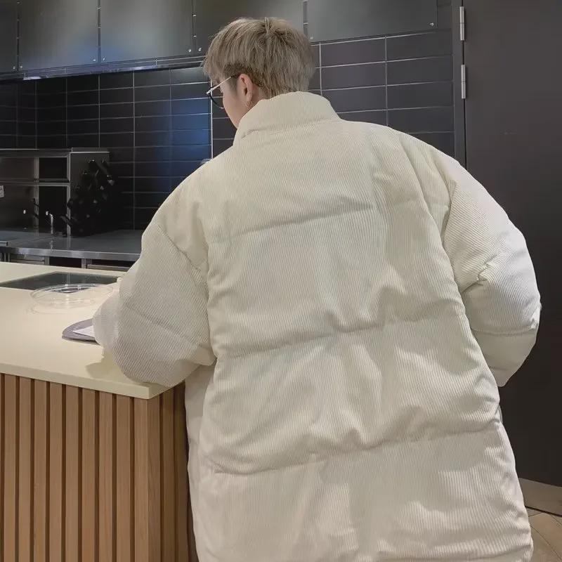 Unisex Corduroy Stand Collar Thick Cotton Jacket - Trendy Winter Coat for Couples