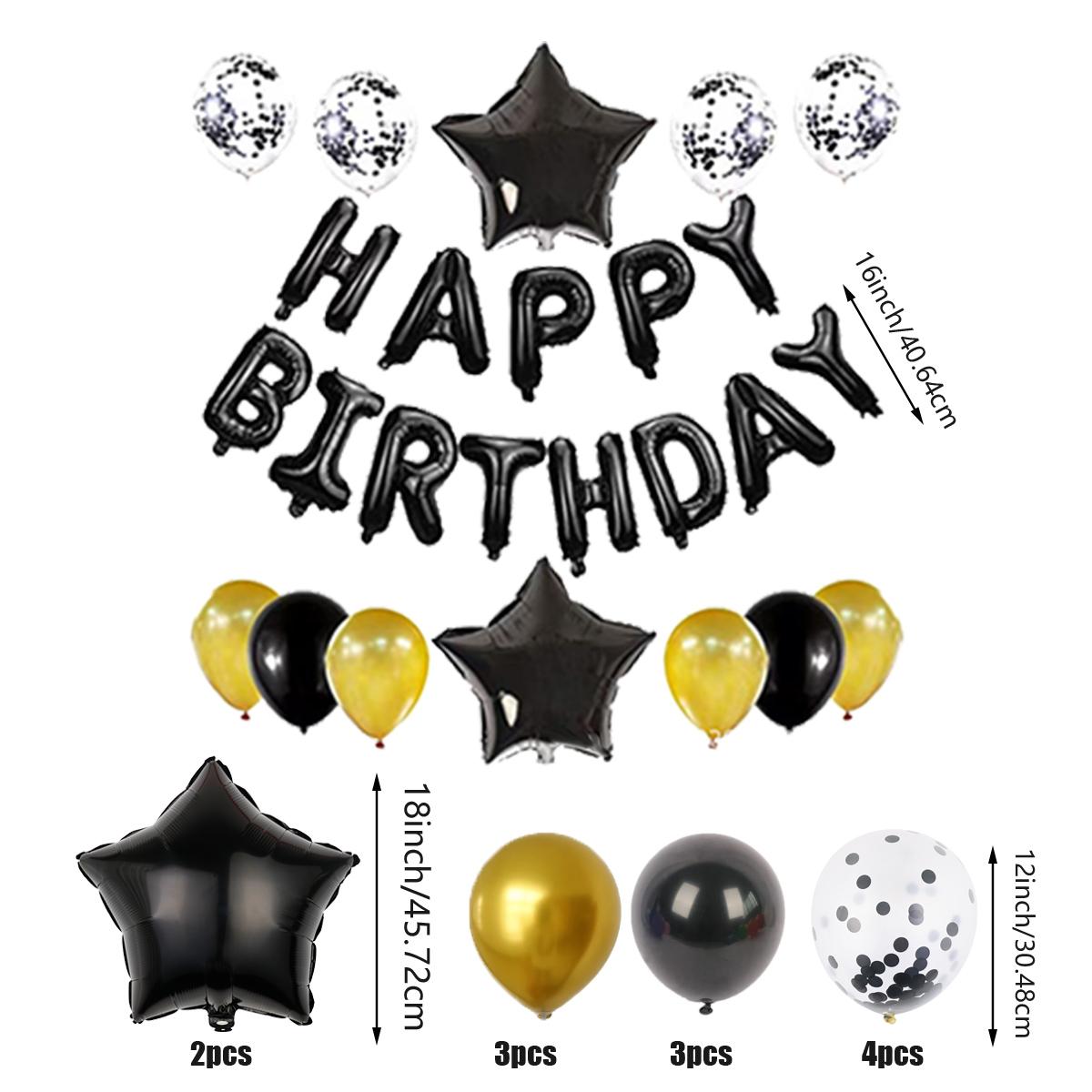 

25 шт. украшения для дня рождения, баннер с воздушными шарами на день рождения, золотая фольга, украшения для дня рождения, Рождество Other чёрный