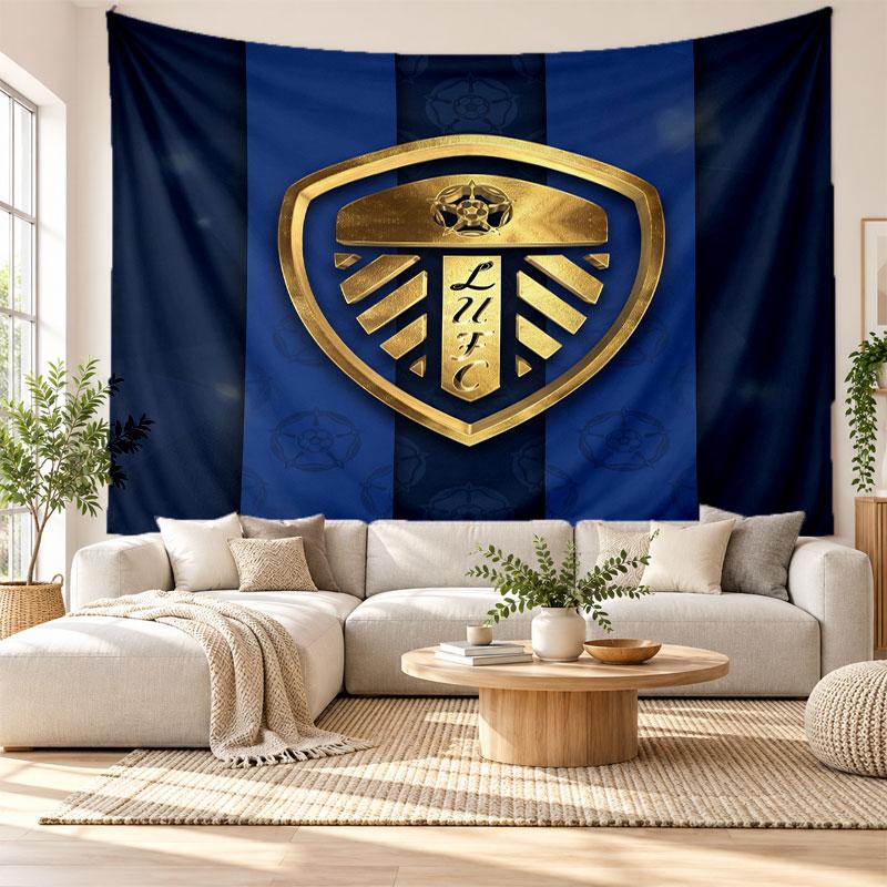 Tapisserie murale Leeds United, Suspension murale en tissu doux, Toile de fond décorative pour chambre à coucher, Art mural pour la maison