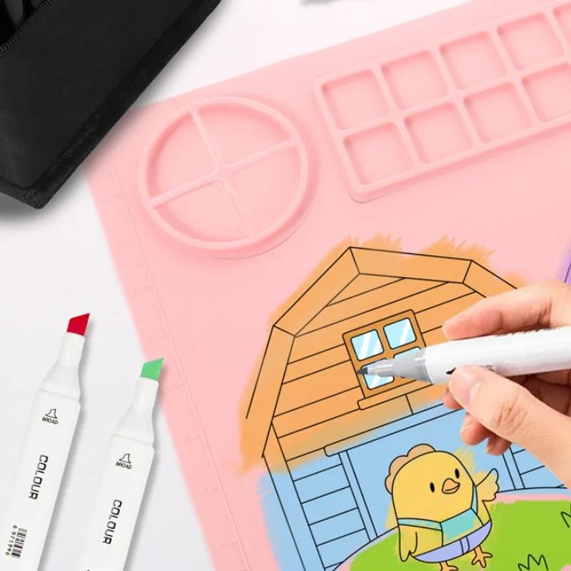 1 stk Vaskbar Silikon Håndverk Graffiti Malematte Barnas DIY Silikon Maling Vaskbar Pigmentpalett Malepute