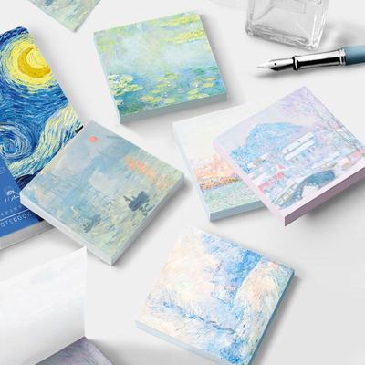 Monet & Van Gogh Retro Style Sticky Note Pad - Famous Paintings Series, Non-Adhesive, Perfect for Journaling & Memos