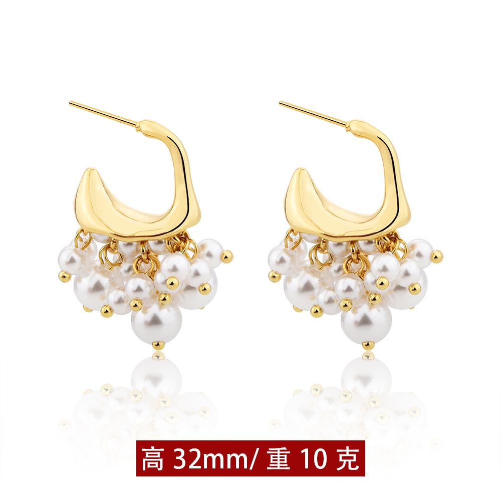 

Light luxury high-end pearl fringed earrings, new diamond-encrusted water drop earrings, niche design temperament fashion stud earrings