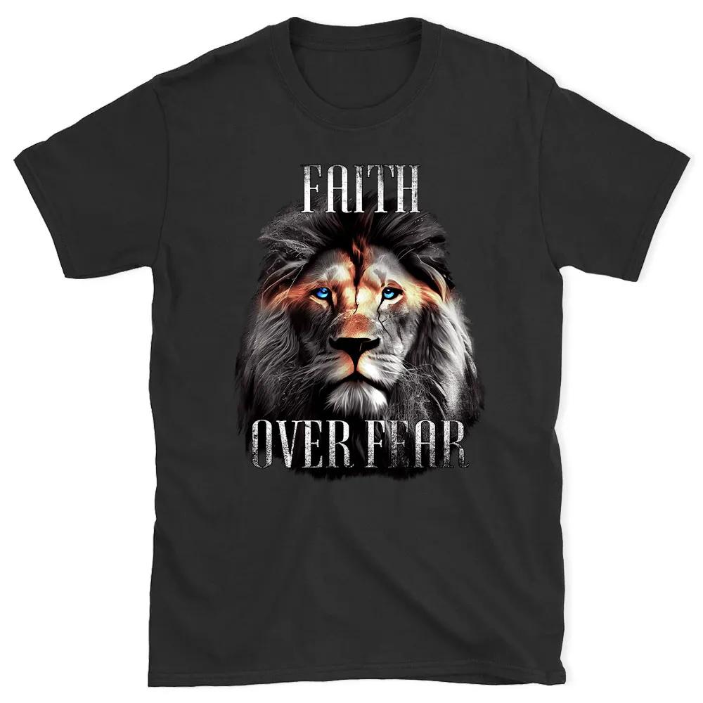 Faith Over Fear Chirstian TShirt Mens and Womens Short Sleeve Cotton Tees Retro HipHop Tops Summer Blouse Men Clothing