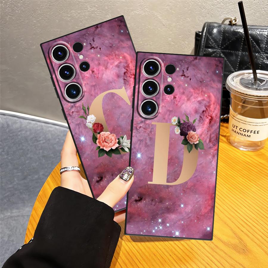 Flower Name Letter C D Case for Samsung Galaxy S26 Ultra S10 S9 Note 20 8 9 10 S25 Plus S23 S24 S21 FE S20 Ultra Funda Phone