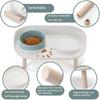 Double Cat Safety Bowl, with Wooden Stand and Silicone Mat, Kitten, Puppy Food, Water Supply, Raised Dish, Dog Supplies, Anti-spill