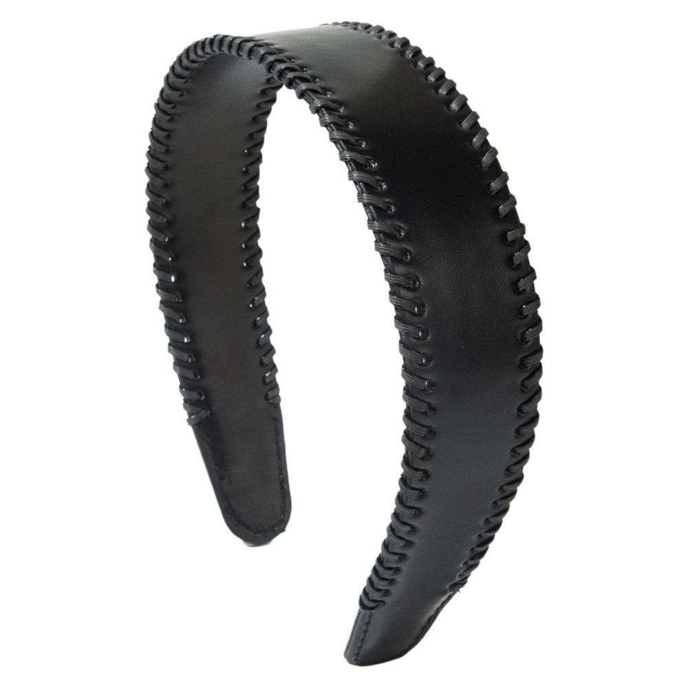 Korean Style Leather Headband Solid Color Wide Edge Hairband Women Hair Hoop  Women чёрный