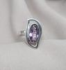 Amethyst Sterling Silver Ring: Modern Abstract Design, February Birthstone